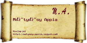 Mátyásy Appia névjegykártya